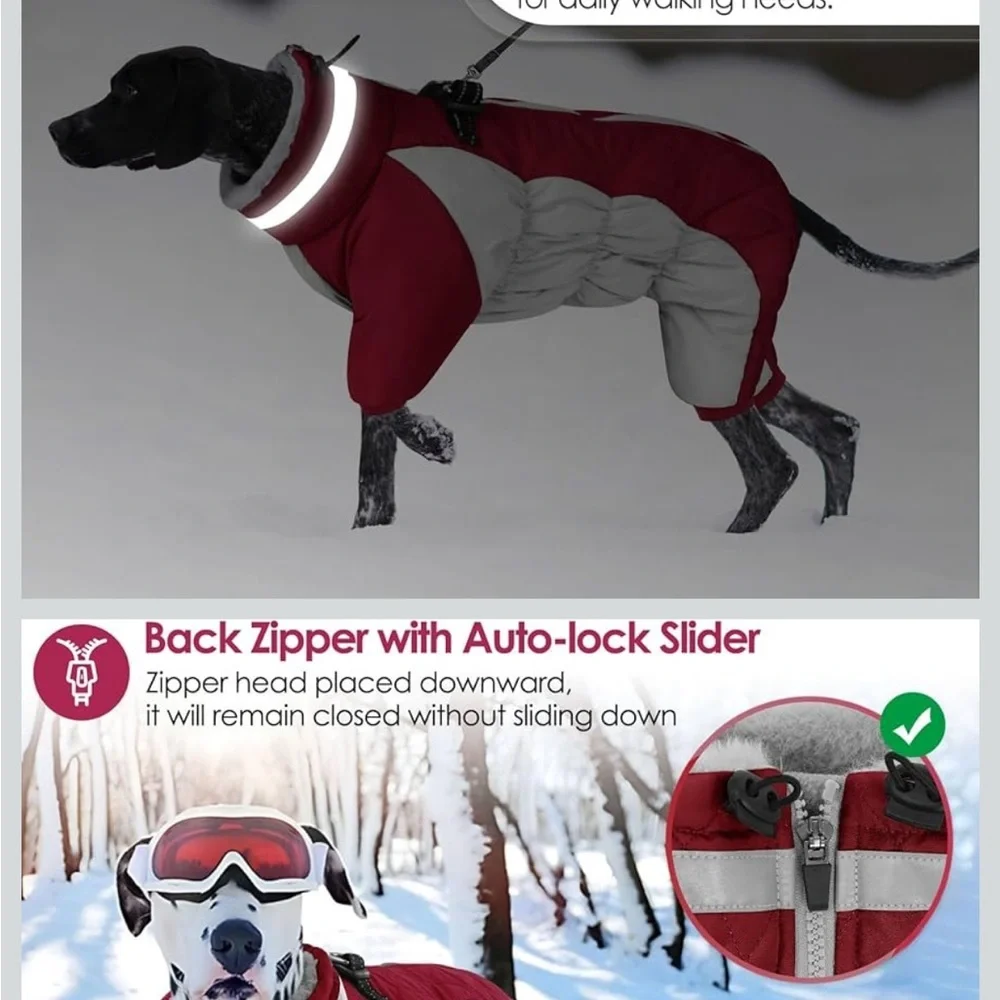 AOFITEE Fullbody Dog Coat Warm Fleece, Windproof W/Harness Built In S / 568-2